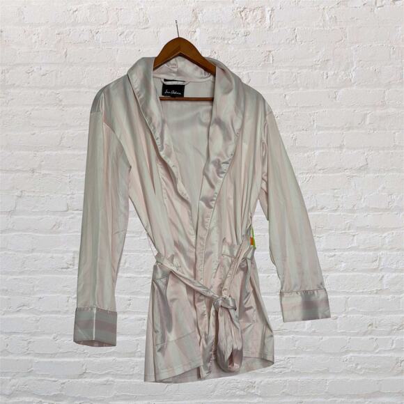 Sam Edelman Other - Sam Edelman Small Pink White Stripe Smoking Jacket Belted NWT‎